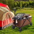 thumbnail image 2 of Costway Chariot Robuste avec Guidon Réglable, Porte-Bouteilles et Pochette de Rangement, Café, 2 of 10