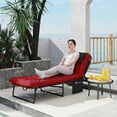 thumbnail image 2 of Outsunny Chaise Longue Pliante avec Coussin, Chaise de Bronzage Inclinable, Rouge Vin, 2 of 10