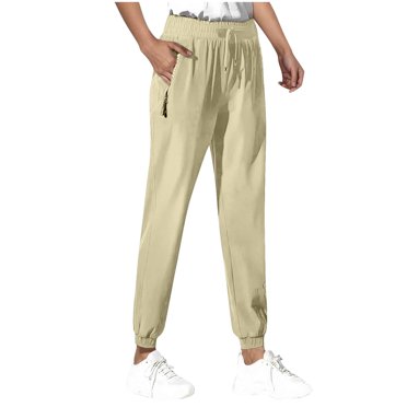 biudgviw Joggers for Women Elastic High Waisted Drawstring Tapered Athletic Lounge Pants Casual Workout Trousers with Zipper Pockets