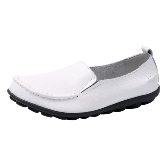 B91xZ Mocassins Décontractés pour Femmes, Mocassins Rétro Confortables, Chaussures Bateau Classiques, Blanc 9