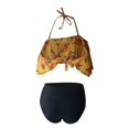 thumbnail image 3 of Faithtur Family Matching Swimsuit, Orange Print Sleeveless Bikini Set Swimming Trunks Bathing Suit, 3 of 5