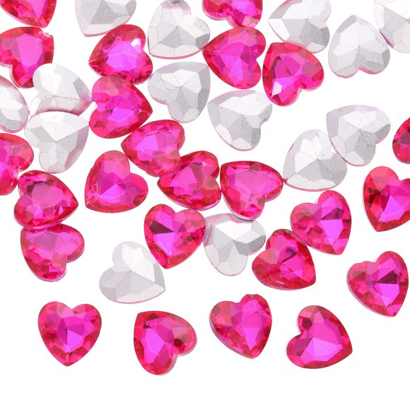 Uxcell 50Pcs Heart Rhinestones, 10mm Pointed Back Heart Glass Rhinestone Gems Crystal for Jewelry Making Costume DIY Crafts, Rose Red