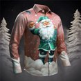 thumbnail image 2 of Kcodviy Mens Christmas Santa Digital Long Sleeve Shirt with Button 3D Printed Button Lapel Long Button Long Sleeve Shirt Top, 2 of 4