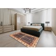 thumbnail image 4 of Ahgly Company Tapis d'Intérieur Ronds Abstraits Rouge Brun à Motifs Géométriques, 4 Pieds Rond, 4 of 6