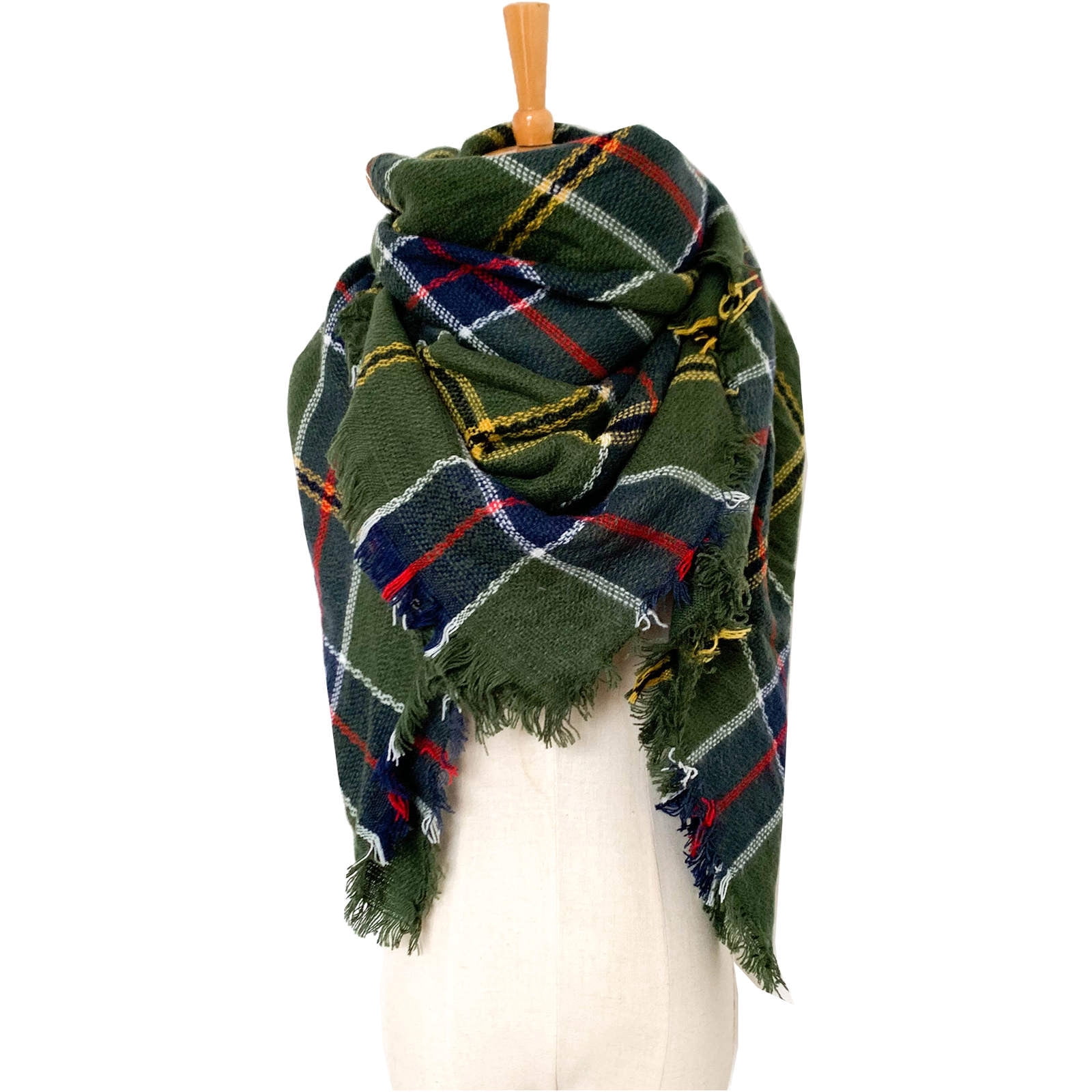 Dvkptbk Foulards pour Femmes Mode Hiver Femmes Foulard Colorée Décontractée Foulard Carrée à Franges Châle Vêtements en Liquidation