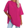thumbnail image 1 of Plebaso T-Shirts Surdimensionnés pour Femmes 2025 Manches Courtes Hauts Amples Col Rond Décontracté Uni T-Shirts Basiques pour Femmes, 1 of 5