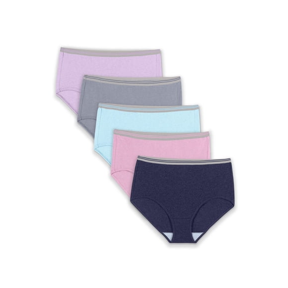 Fruit of the Loom Women's Plus Fit for Me Assorted Heather Brief Underwear, 5-Pack
