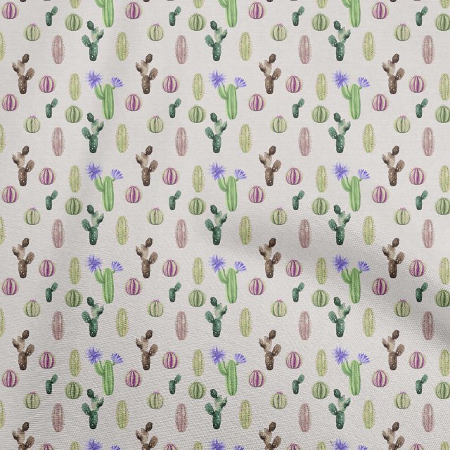 oneOone Cotton Cambric Brown Fabric Cactus Sewing Craft Projects Fabric Prints By Yard 42 Inch Wide