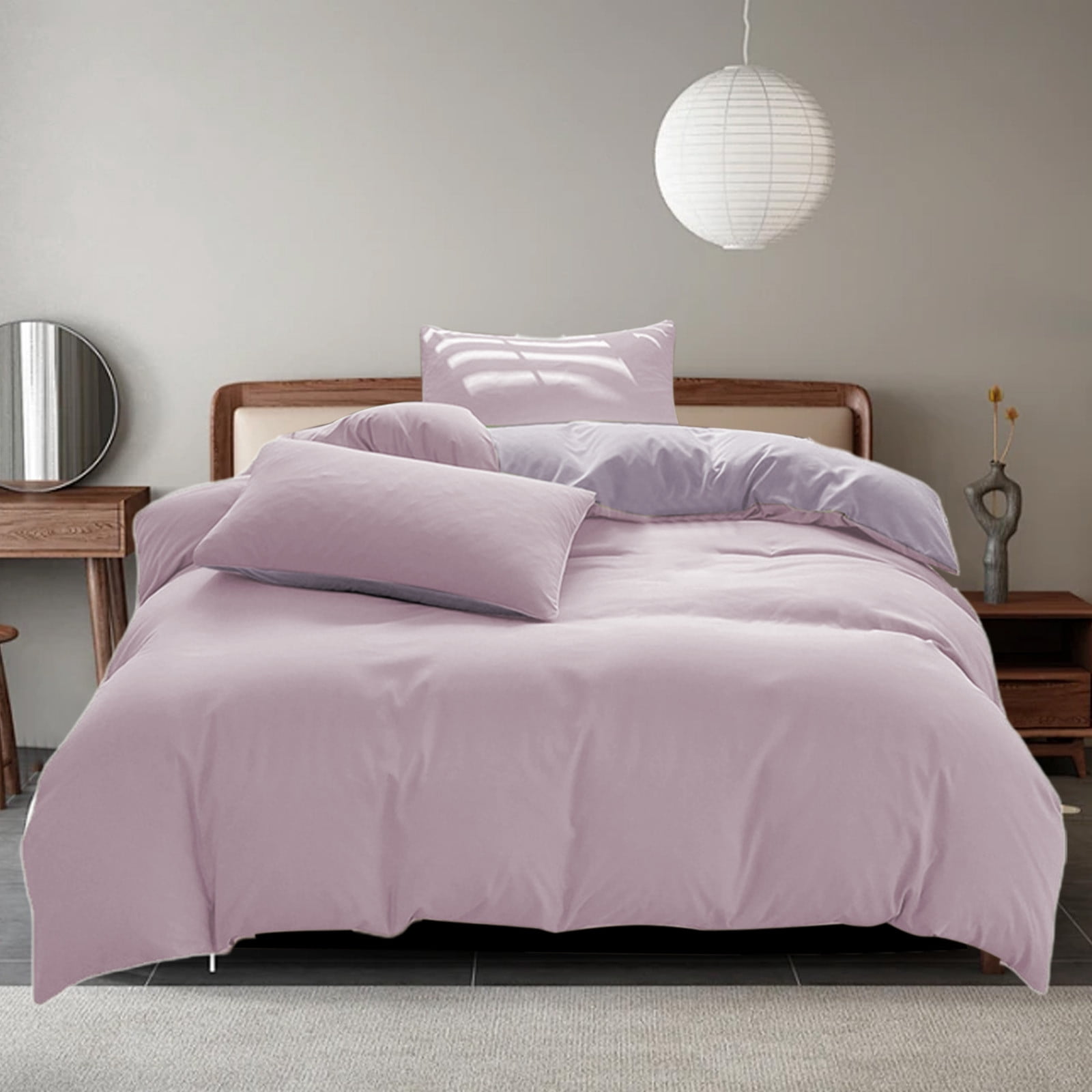 Oefntac Bedding Set All-Season Bedding Set - 4-Piece Washable Solid Color Bed Sheet Duvet Cover and Pillowcases