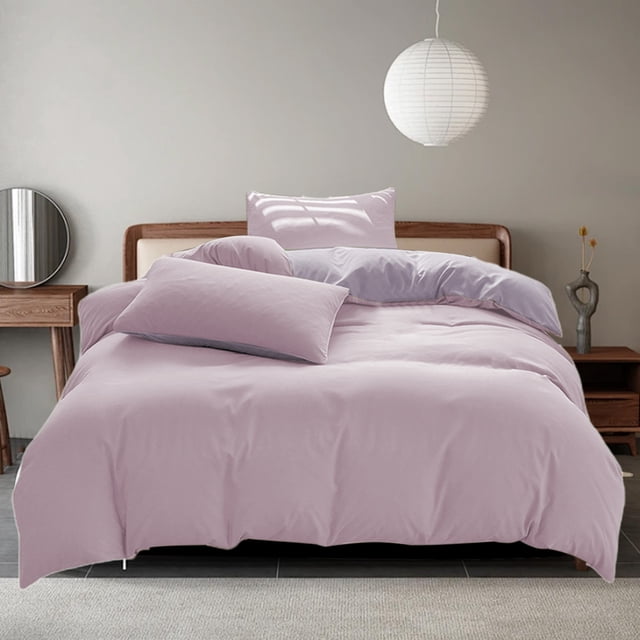 TopLLC All-Season Bedding Set - 4-Piece Washable Solid Color Bed Sheet Duvet Cover And Pillowcases Washed Cotton Sheets