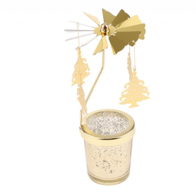 Abbracc Auto Rotating Tea Light Votive Candle Holder Home Decor_ Xmas Tree