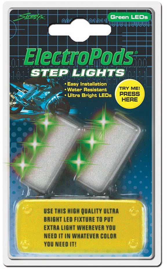 Street FX Electropods Step Lights, Green/Chrome