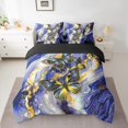 thumbnail image 2 of Navy Blue Marble Bed in a Bag Queen Comforter Set 7 Piece Black Butterfly Bedding Sets,Gold Marbling Sheet Set Abstract Ombre Ink Fluid Art Bed Set,Rustic Animal Butterflies Room Decor Aesthetic, 2 of 5