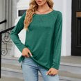 thumbnail image 2 of Timegard Womens Tops Round Neck Long Sleeve Comfy Loose Solid Color Blouse Casual Tops Basic Tee Shirts, 2 of 6