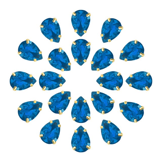 Unique Bargains 20Pack Teardrop Sew on Rhinestone - 10x7mm Glass Teardrop Crystal Rhinestones in Gold Prong Setting (Blue)