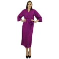 thumbnail image 3 of Bimba Peignoir Long Uni pour Femmes avec Ceinture, Modal Doux en Coton, Enveloppant, Rond, Uni, 3 of 6