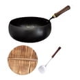 thumbnail image 1 of Siruishop Wok Pan Wooden Handle Cookware Pans Cooking Cooking Wok Universal Nonstick Wok 28cm, 1 of 8