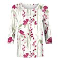 thumbnail image 4 of Pompotops T-shirt Ample Imprimé pour Femme Blouse à Manches 3/4 Col Rond Hauts Décontractés Liquidation, 4 of 5