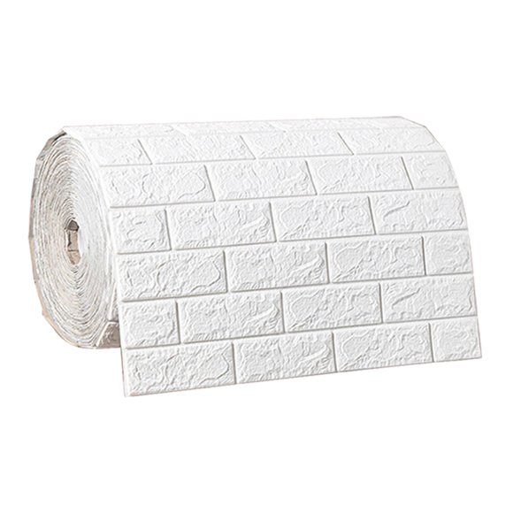 Tnarru Faux Brick Wall Panels Foam Wallpaper Decorative Modern Textured Waterproof 3D Wall Sticker for Backsplash Bathroom Farmhouse White