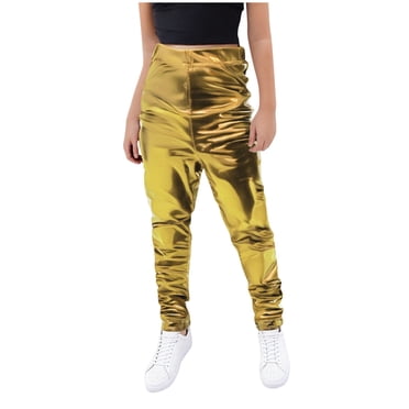 Girls Shiny Metallic Cargo Pants, Sparkle Jogger Pants for Girls Hip Hop Dance Streetwear Cargo Trousers 11-12 Years