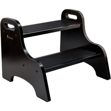 StrongTek 2 Step Stool for Kids  Adults Portable Handles Footstool Non-Slip Stepping Stool for High Beds, Kitchen, Bathroom Heavy-Duty Support (Espresso)