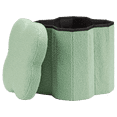 thumbnail image 4 of Bouclair Sage Green Bouclé Clover Shaped Collapsible Storage Ottoman Footstool Bedroom Living Room, 4 of 5