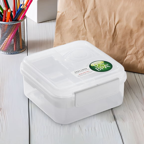 Double Compartment Bento Lunch Box with Leak-Proof Lid | Microwave, Freezer & Dishwasher Safe | Portable Meal Prep Container for Office, School, or Picnic | 1-Pack