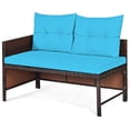 thumbnail image 4 of Costway 3PCS Patio Wicker Rattan Sofa Set Outdoor Sectional Conversation Set Turquoise, 4 of 10