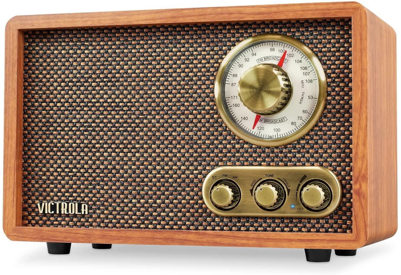 Victrola Radio FM / AM Bluetooth rétro en bois avec cadran rotatif