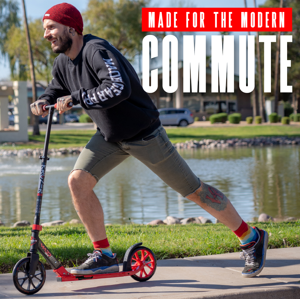 Madd Gear Folding Commuter Scooter for Adults & Teens – Kruzer 200 –  White/Teal