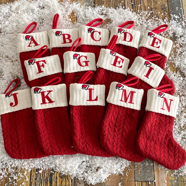 Lubelski Christmas Stocking Embroidered Letter with Hanging Rope Fine Workmanship Christmas Stocking Festive Xmas Decoration