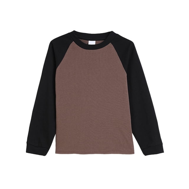 Haut à Manches Longues Raglan pour Enfants Col Rond Chandail Doux Chemise Décontractée Confortable pour Garçons Filles Unisexe Tenue Quotidienne