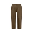 thumbnail image 4 of Timegard Cropped Pants for Women Capris Summer Casual Button Ruffle Elastic Waist Solid Color Lounge Pants, 4 of 4