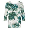 thumbnail image 5 of Jolis Hauts Mode pour Femmes T-shirt Ample Imprimé Blouse à Manches 3/4 Col Rond Hauts Décontractés Hauts de Gym en Liquidation, 5 of 5