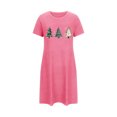 thumbnail image 2 of Sakmal Chemises de Nuit Moomoo Roses pour Femmes, Nuageuses et Confortables, Grande Taille, Robe de Pyjama de Noël, Col Rond, Manches Courtes, Imprimé d'Arbres de Noël, Courtes Chemises de Nuit P-2TG, 2 of 5