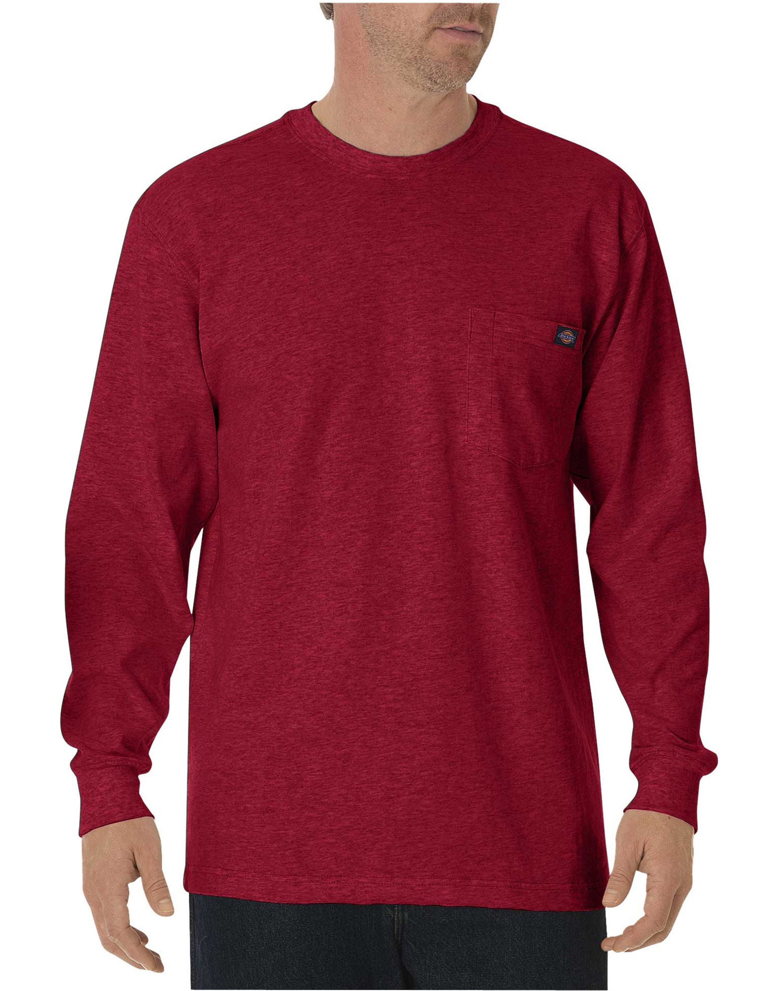 Dickies Mens Long-Sleeve Heavyweight Crew-Neck T-Shirt, 2T, English Red