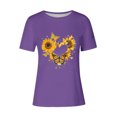 thumbnail image 4 of KIHOUT Nouveau Haut de Mode d'Été pour Femmes 2025, Haut Décontracté à Imprimé Floral pour Dames à Manches Courtes et Col Rond Violet G, 4 of 4