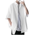 thumbnail image 2 of Styesk T Shirts for Man Men's Fashionable Casual Solid Color Button Short Sleeve Turndown Collar Top, 2 of 6