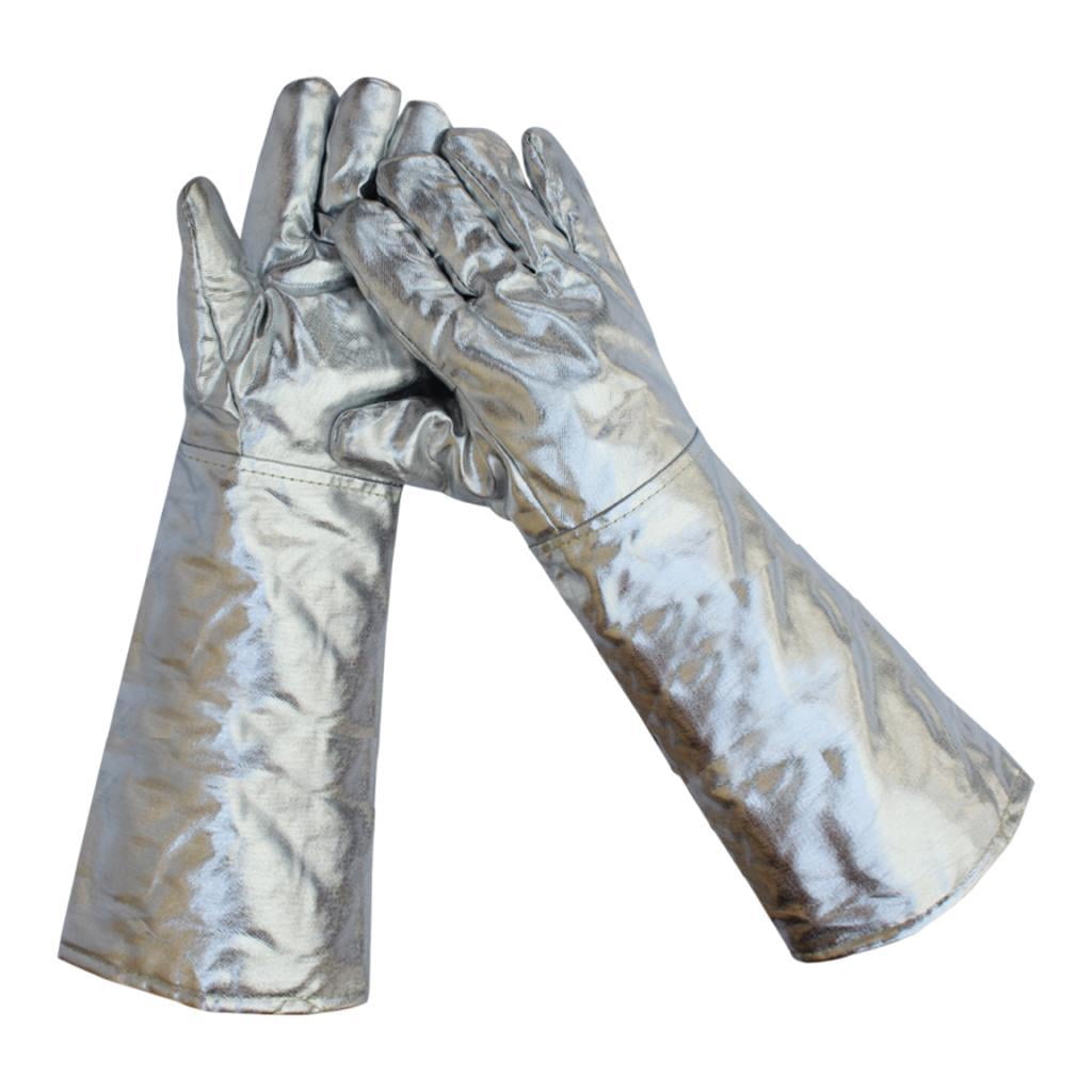 Abbracc 2x Aluminum Foil Welding Gloves Safety Work Gloves for Lab Work Casting Home 45cm 350 to 1000