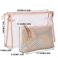 thumbnail image 3 of 2pcs PVC Makeup Cosmetic Toiletry Organizer Bag Waterproof Zipper Clear Storage Bags for Outdoor Travel Gold, 3 of 3