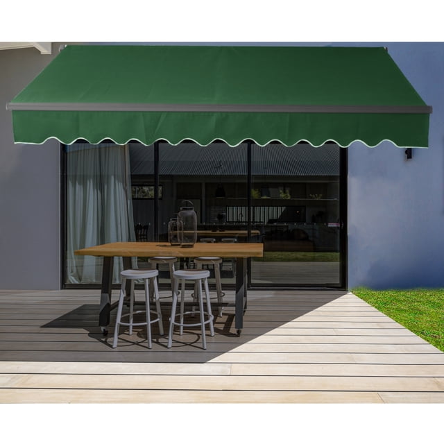 ALEKO Auvent de Terrasse Résidentiel Rétractable à Cadre Noir Motorisé 20 X 10 Pi, Couleur Verte
