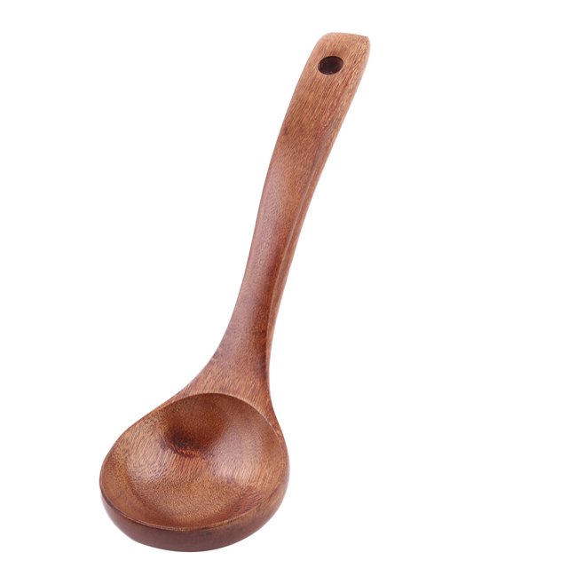 Unique Bargains Home Wood Hanging Hole Design Cooking Porridge Soup Hot Pot Spoon Ladle Brown