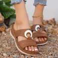 thumbnail image 1 of Styesk Womens Sandals Summer New Foreign Trade Large Size Wedge Fish Mouth Solid Color Large Size One Line Outside To Wear Beach Sandals, 1 of 7