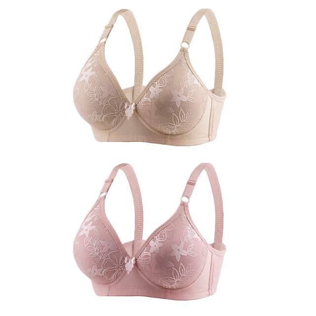 Timegard 2 Pc Bras Summer for Women Adjustable Strap Lace Full Coverage Wirefree Comfortable Everyday Bra
