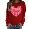 thumbnail image 2 of Styesk Chandails à Manches Longues pour Femmes, Imprimé de Cœur, Hauts de Sortie, T-Shirts Confortables et Doux à Col Rond, Chandail à Enfiler, Mode, Ample, Léger, Chandail en Molleton, Graphique de la Saint-Valentin, Hauts Décontractés, 2 of 3