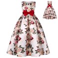 thumbnail image 1 of Penkiiy Robe Fleurie Filles Sans Manches Coton Imprimée Robes 5-6 Ans Rouge, 1 of 6