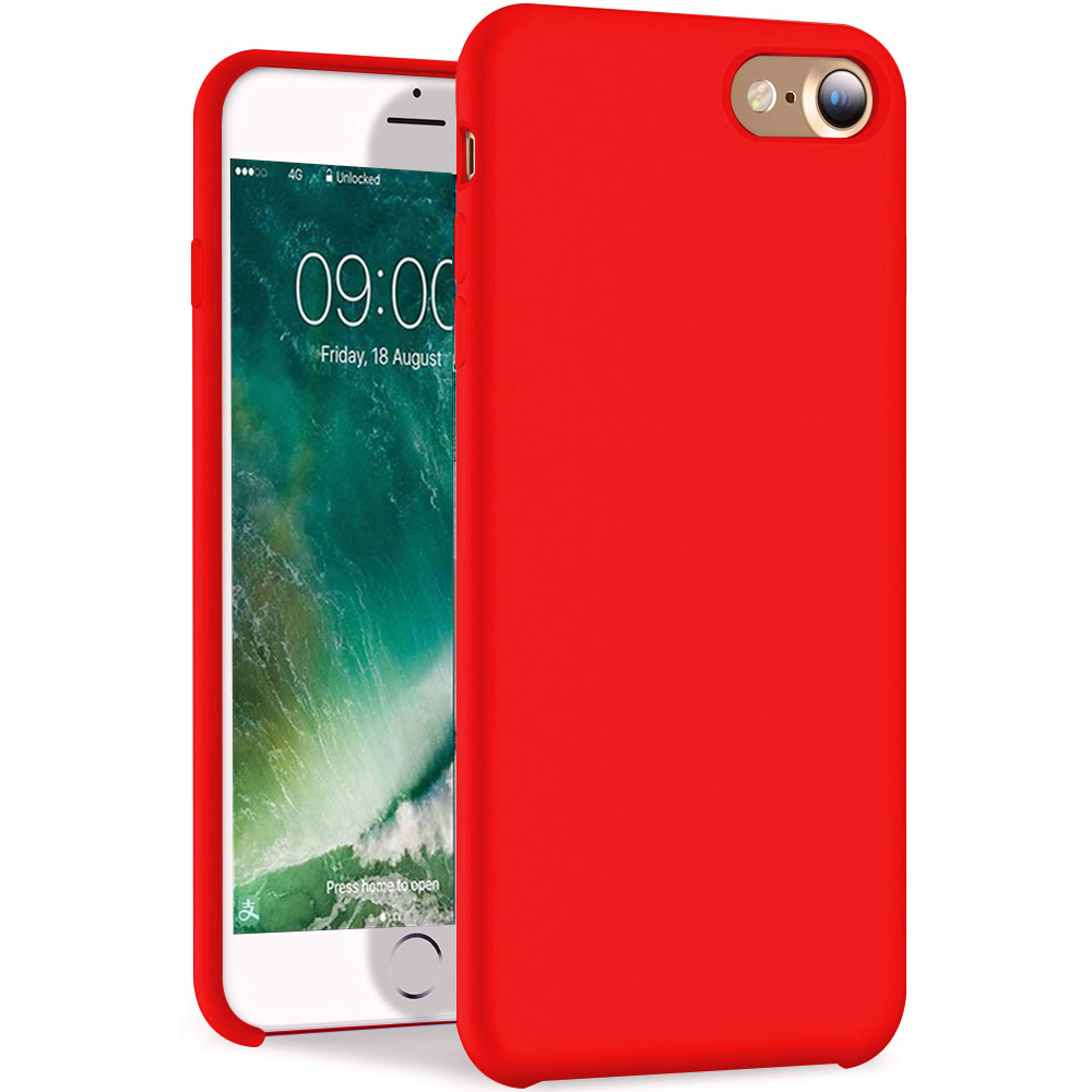 Étui en Gel de Silicone Liquide, Doublure en Microfibre Douce, Coussin Compatible avec iPhone 8/ iPhone 7 Rouge