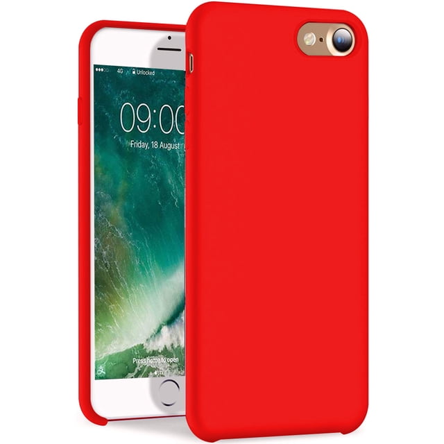 Étui en Gel de Silicone Liquide, Doublure en Microfibre Douce, Coussin Compatible avec iPhone 8/ iPhone 7 Rouge