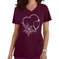 thumbnail image 1 of SuoKom Sarraus pour Femmes Vêtements de Travail Haut à Col en V Doux Extensible Manches Courtes T-Shirts Graphiques pour Femmes Hauts pour Femmes, 1 of 4