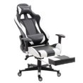 thumbnail image 2 of ViscoLogic SpeedX Ergonomic Gaming Swivel Chair With Footrest (White & Black), 2 of 12